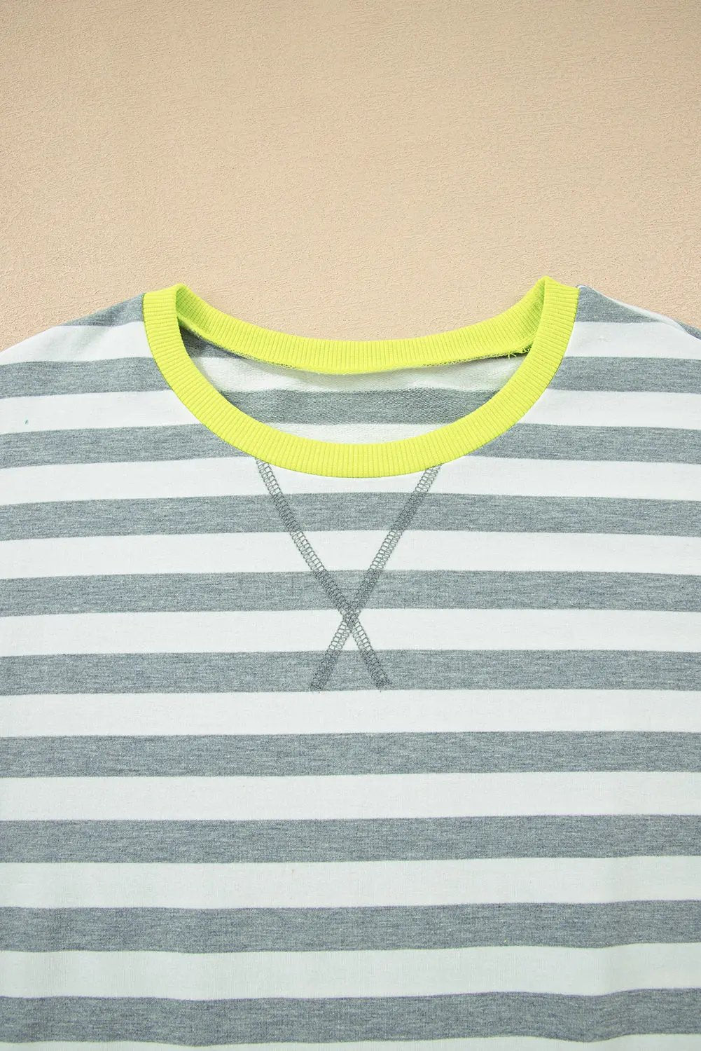 Premium Gray Stripe Ribbed Long Sleeve Blouse Plus Shorts Set Dear-Lover Dropshipping